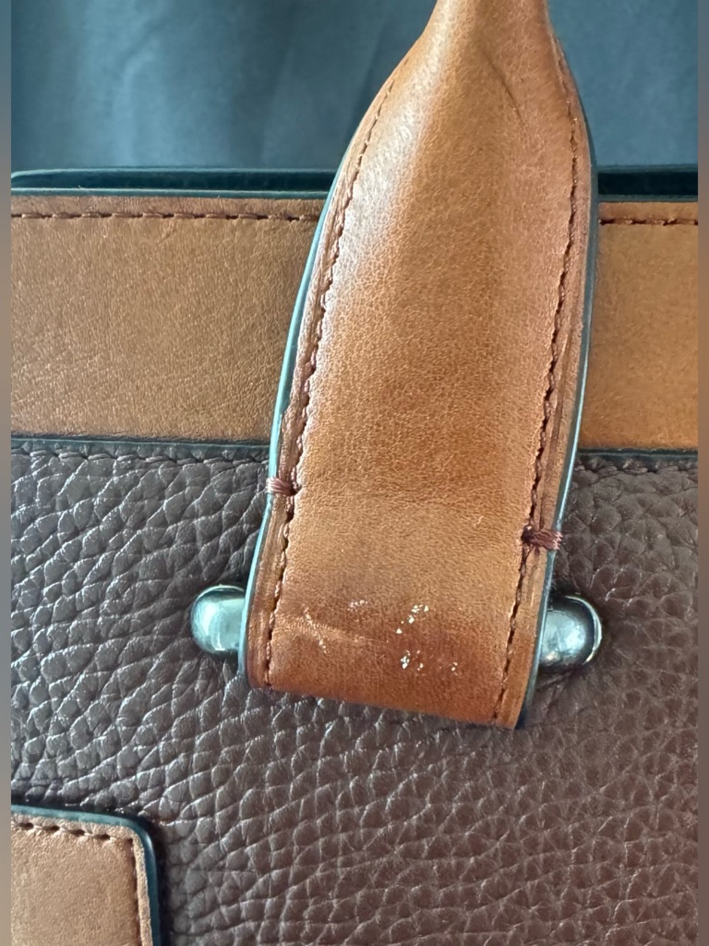 Coach Swagger Satchel Colorblock Mahogany & Ginger Pebbled Leather - Picture 4 of 13